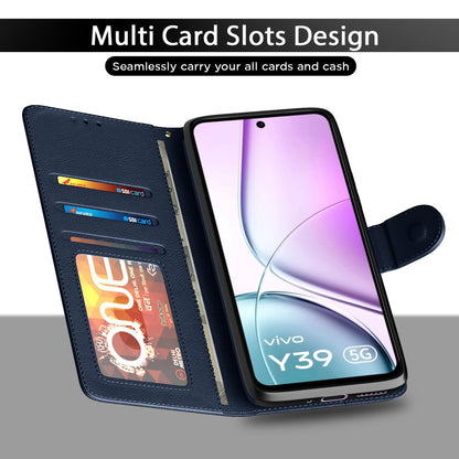 Pikkme Vivo Y39 5G Vintage Flip Cover (Blue)