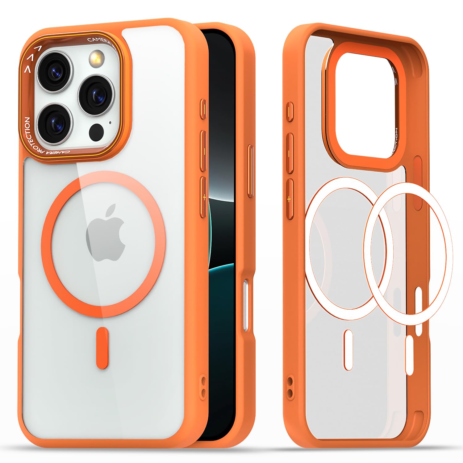 Pikkme orange mag-safe MagSafe back cover for iPhone 16 Pro Max
