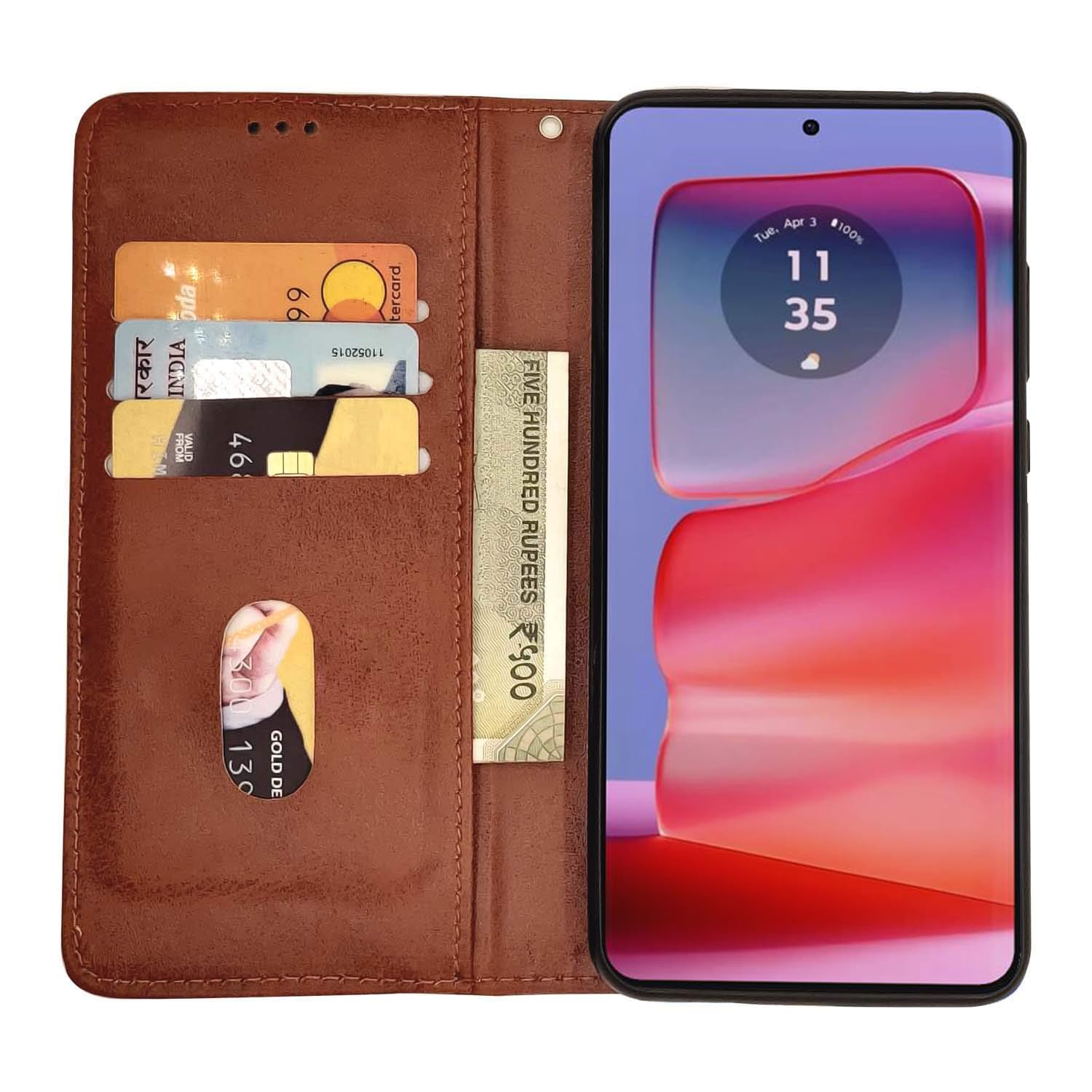 Pikkme brown Magnetic mobile flip cover for Moto Edge 50 Pro 5G – photo 3