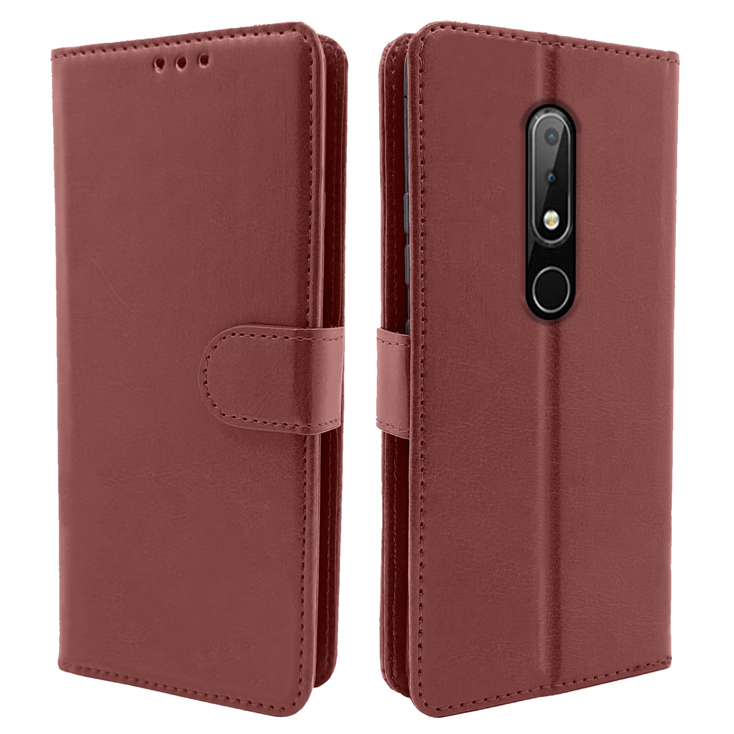 Pikkme Nokia 5.1 Plus Vintage Flip Cover (Brown)
