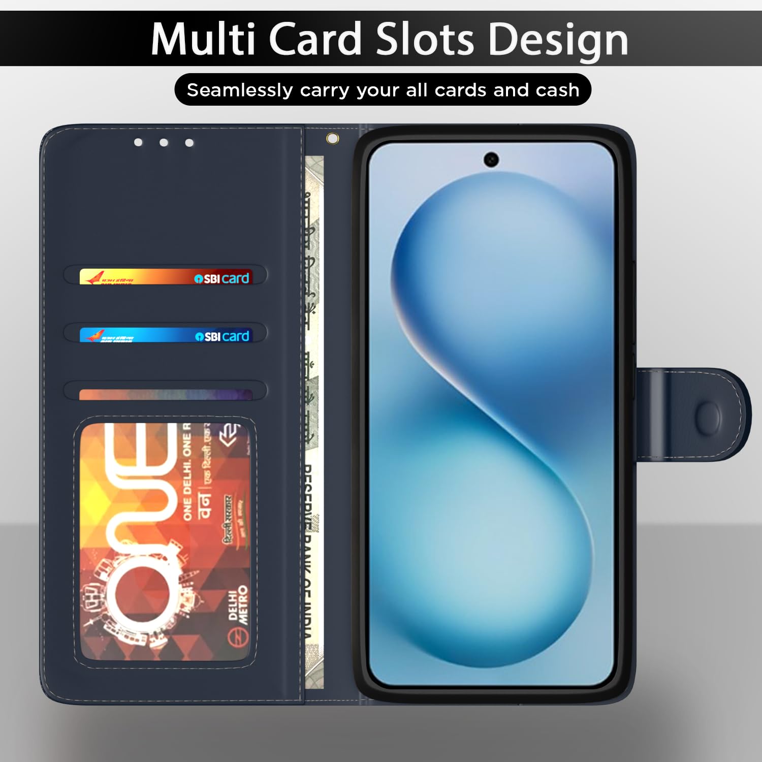 Pikkme Vivo V60/T4 Pro 5G blue wallet flip cover – photo 5