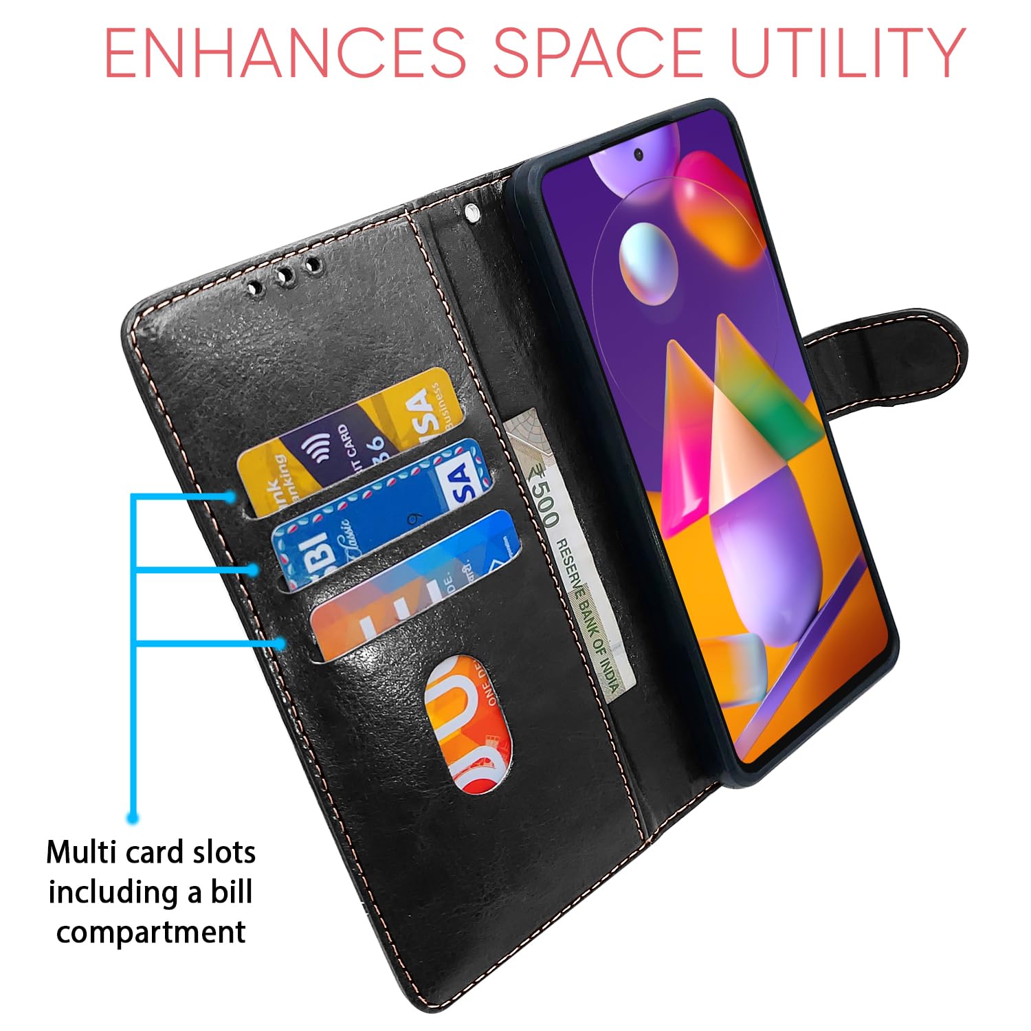 Pikkme black & brown mobile flip cover for Samsung M31s – photo 3