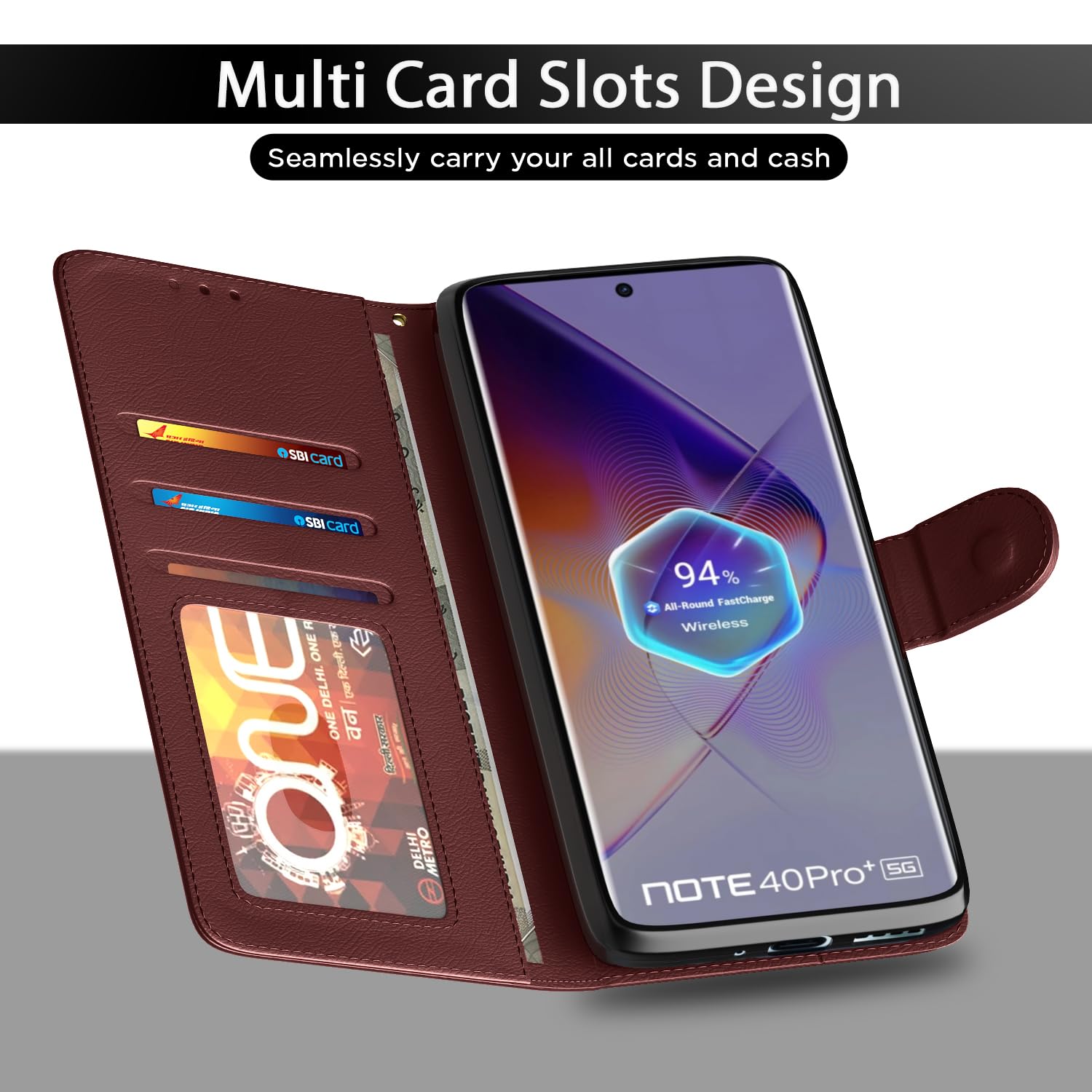 Pikkme brown flip cover for Infinix Note 40 Pro Plus 5G – photo 5
