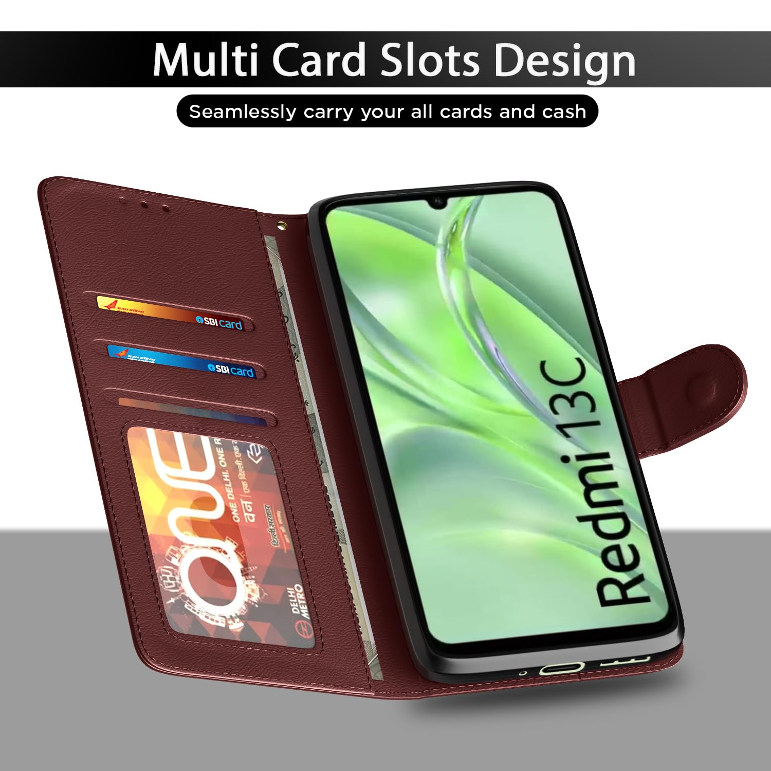 Pikkme Redmi 13C 4G/Poco C65 brown flip cover – photo 5