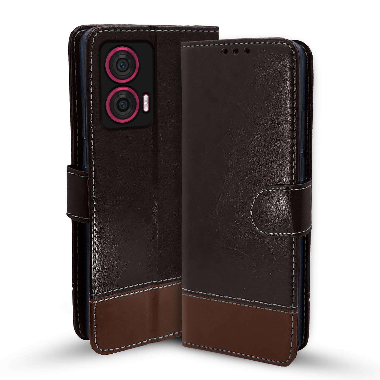 Moto Edge 50 Fusion/G96 5G Magnetic flip case in coffee & brown by Pikkme