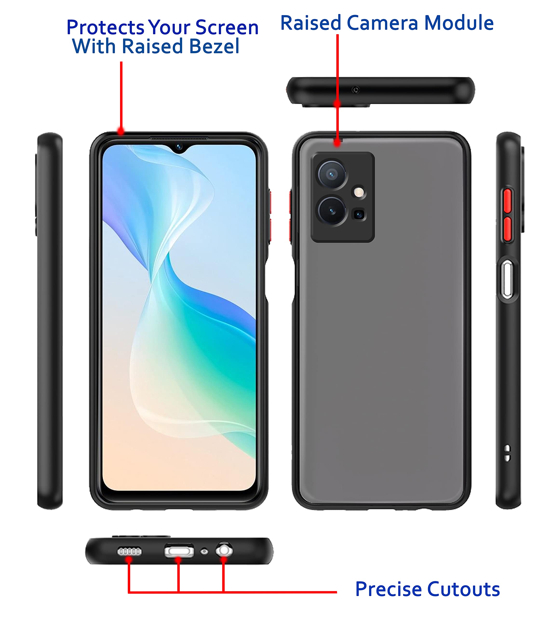 Black phone cover for Vivo T1/Y75/iQOO Z6 5G – Pikkme – photo 5