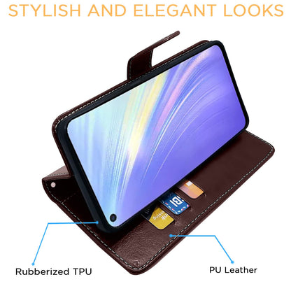 Pikkme coffee & brown Magnetic wallet flip cover for Realme 6 Pro – photo 5