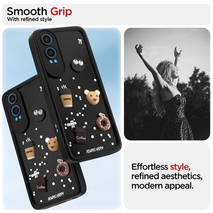 Pikkme  OnePlus Nord Ce 4 Lite 5G  Cute Fun Cartoon 3D Bear Coffee Back Cover (Black)
