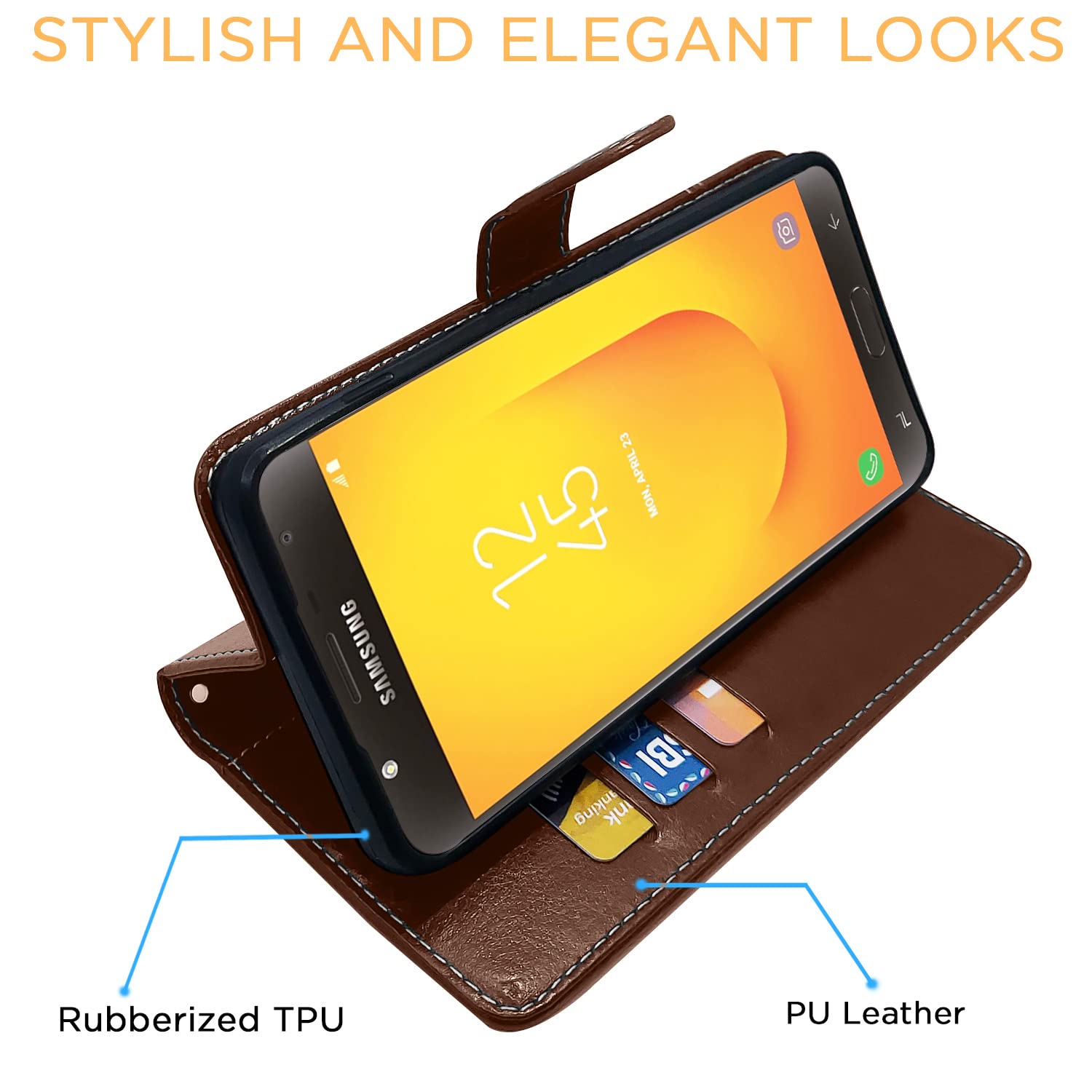 Brown & coffee Magnetic mobile flip cover for Samsung J7 – Pikkme – photo 5