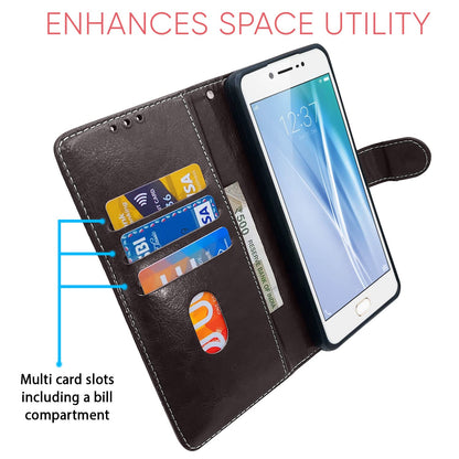 Pikkme coffee & brown Magnetic flip cover for Vivo V5/V5s – photo 3