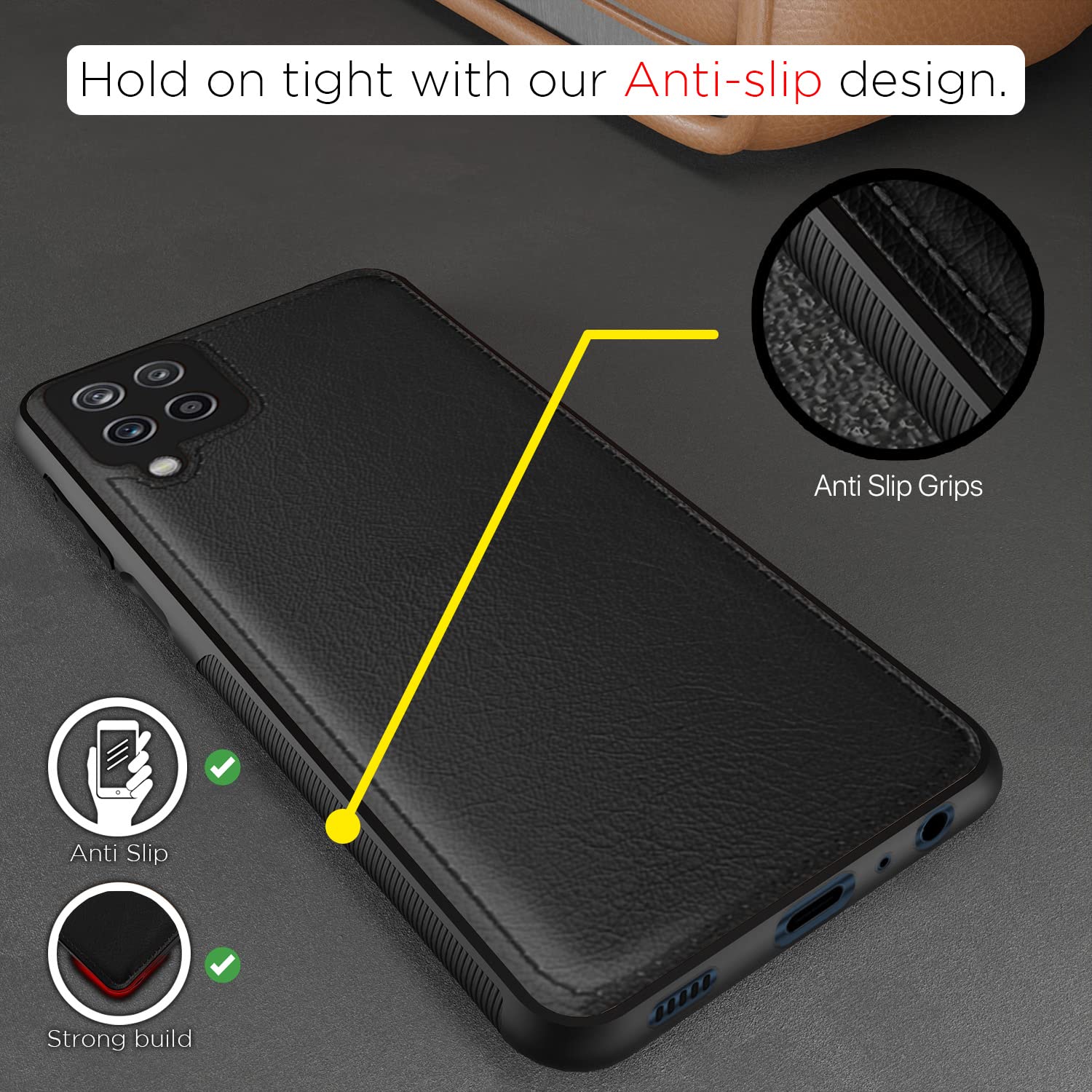 Samsung M32 Prime/M32 4G Leather mobile back cover in black by Pikkme – photo 2