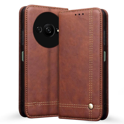 Pikkme brown Magnetic wallet flip cover for Redmi A3 (2024)/A3x/Poco C61