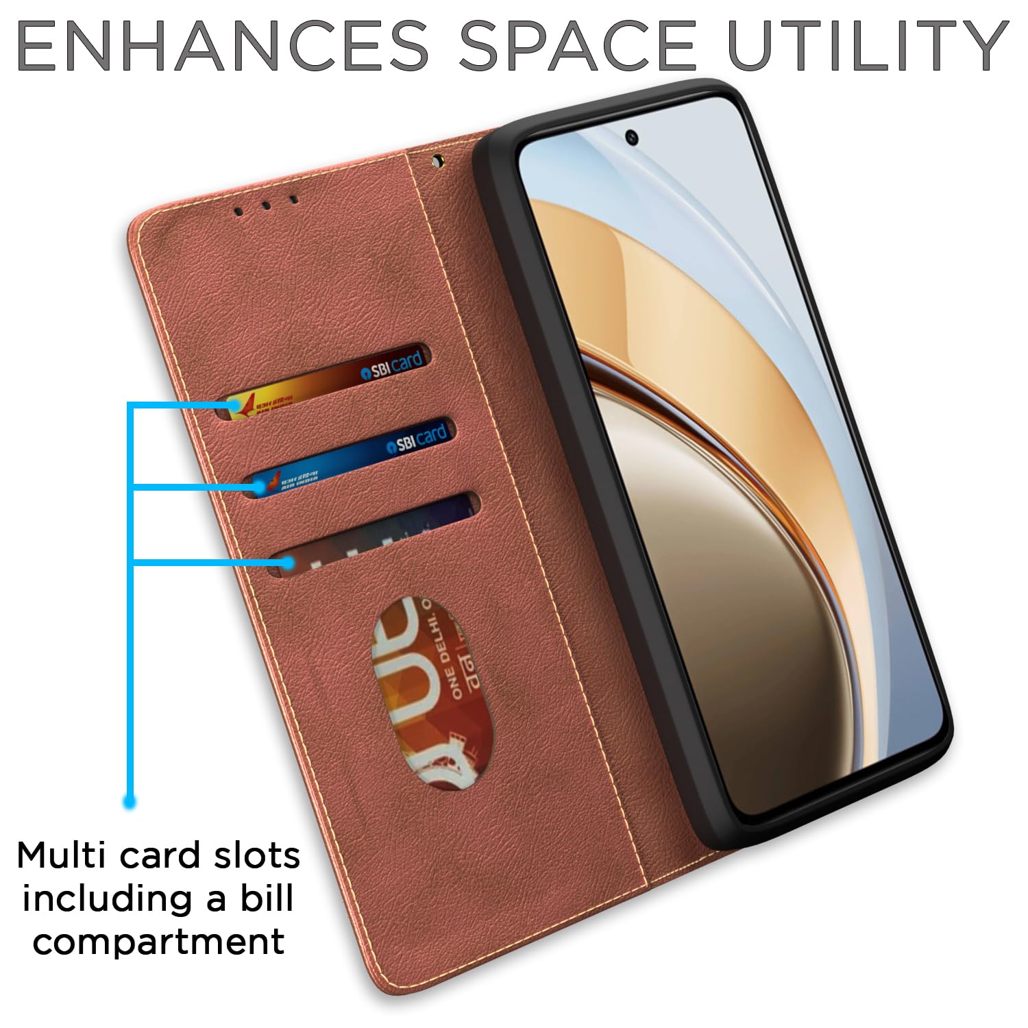 Brown Magnetic flip case for Vivo Y300 5G – Pikkme – photo 3