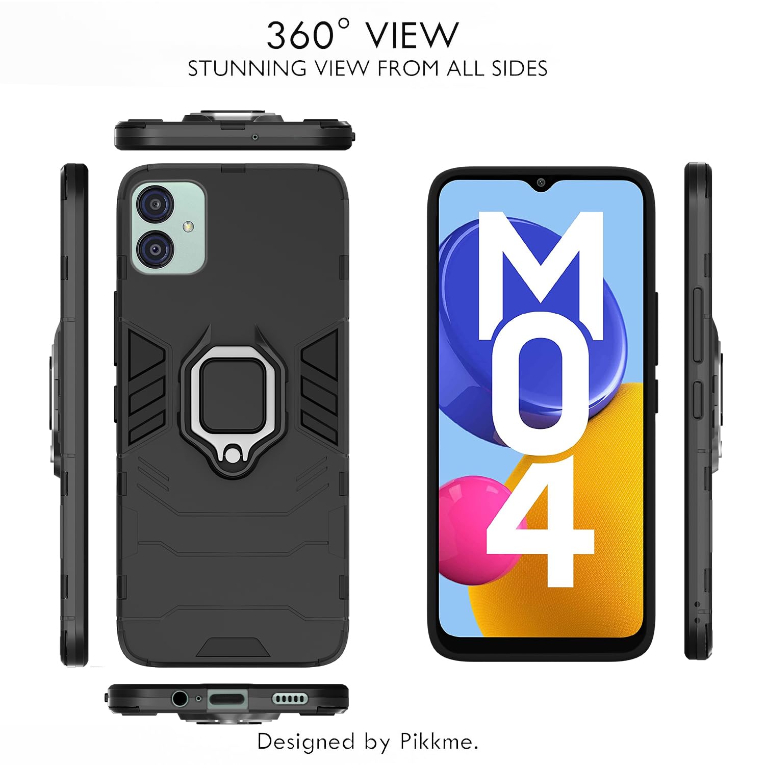 Pikkme Samsung Galaxy M04 / F04 / A04e D5 Tough Armor Back Cover | Black