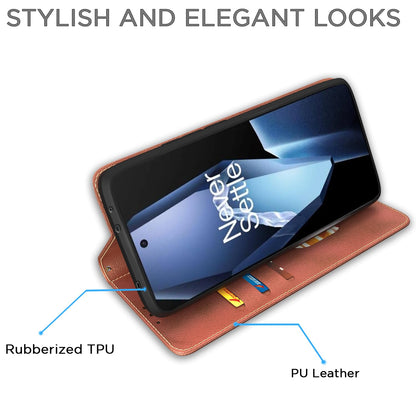 Pikkme brown Magnetic wallet flip cover for OnePlus 13R 5G – photo 5