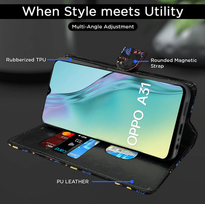 Black flower Wallet flip cover for Oppo A31 – Pikkme – photo 4