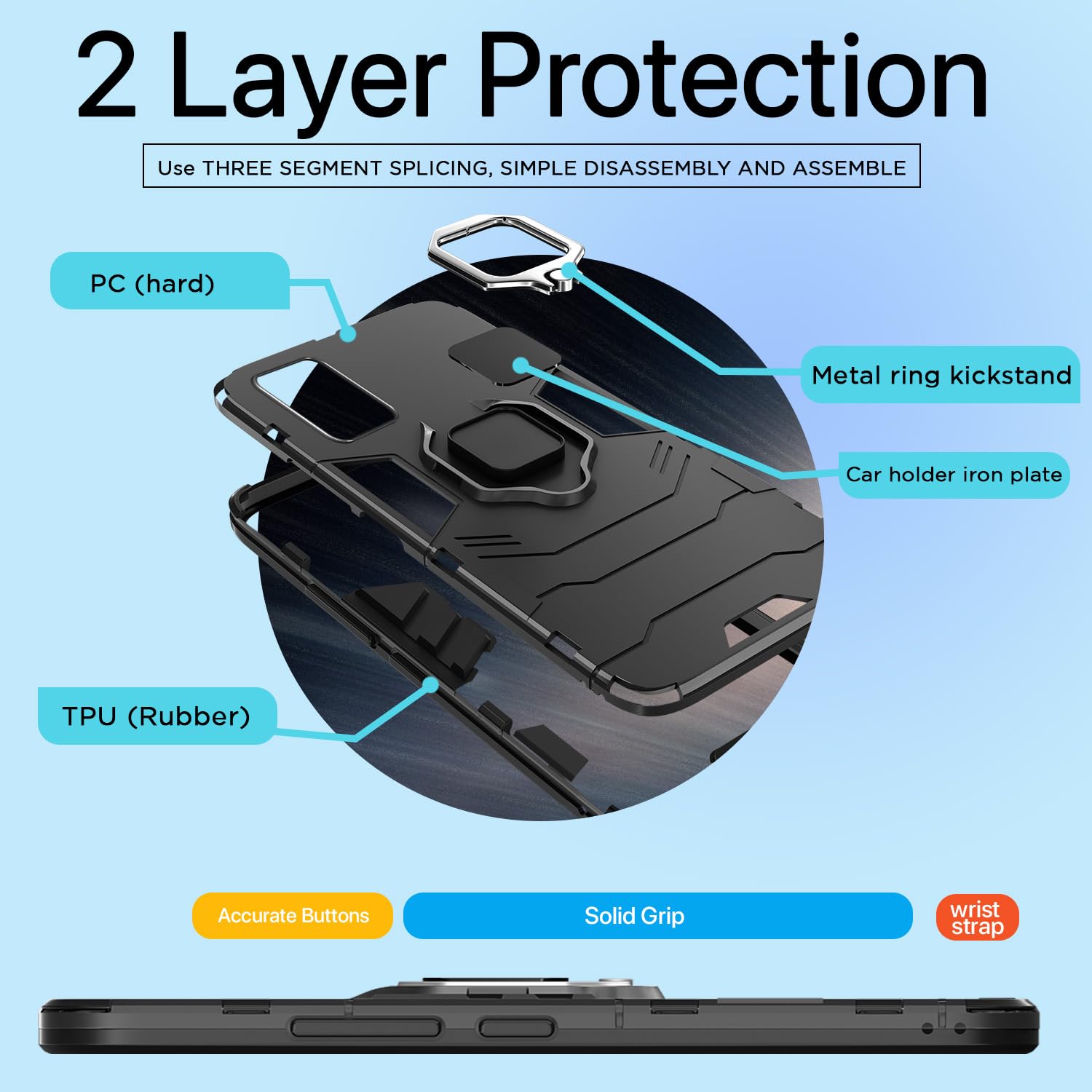 Pikkme Samsung Galaxy S20 Fe 5G D5 Tough Armor Back Cover | Black