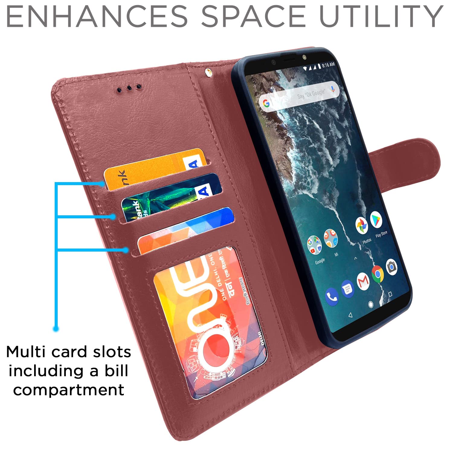 Pikkme Mi A2 Vintage Flip Cover (Brown)