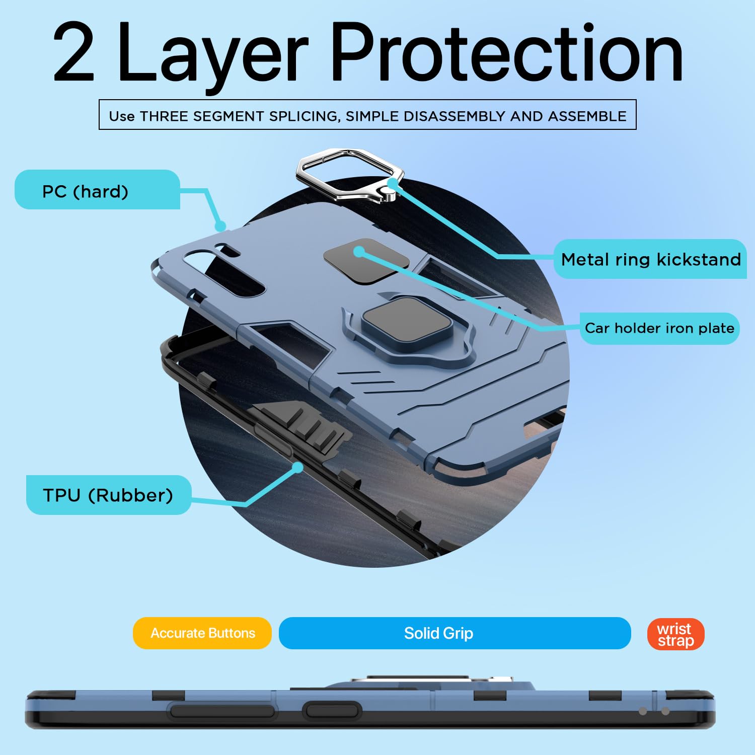 Oppo F15 D5 Tough Armor phone cover in blue by Pikkme – photo 2