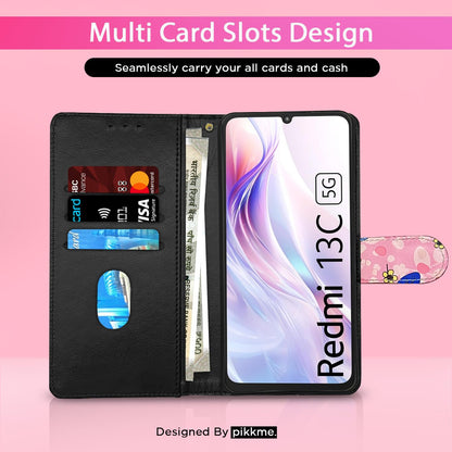 Pikkme pink flower Wallet flip case for Redmi 13C 5G – photo 2