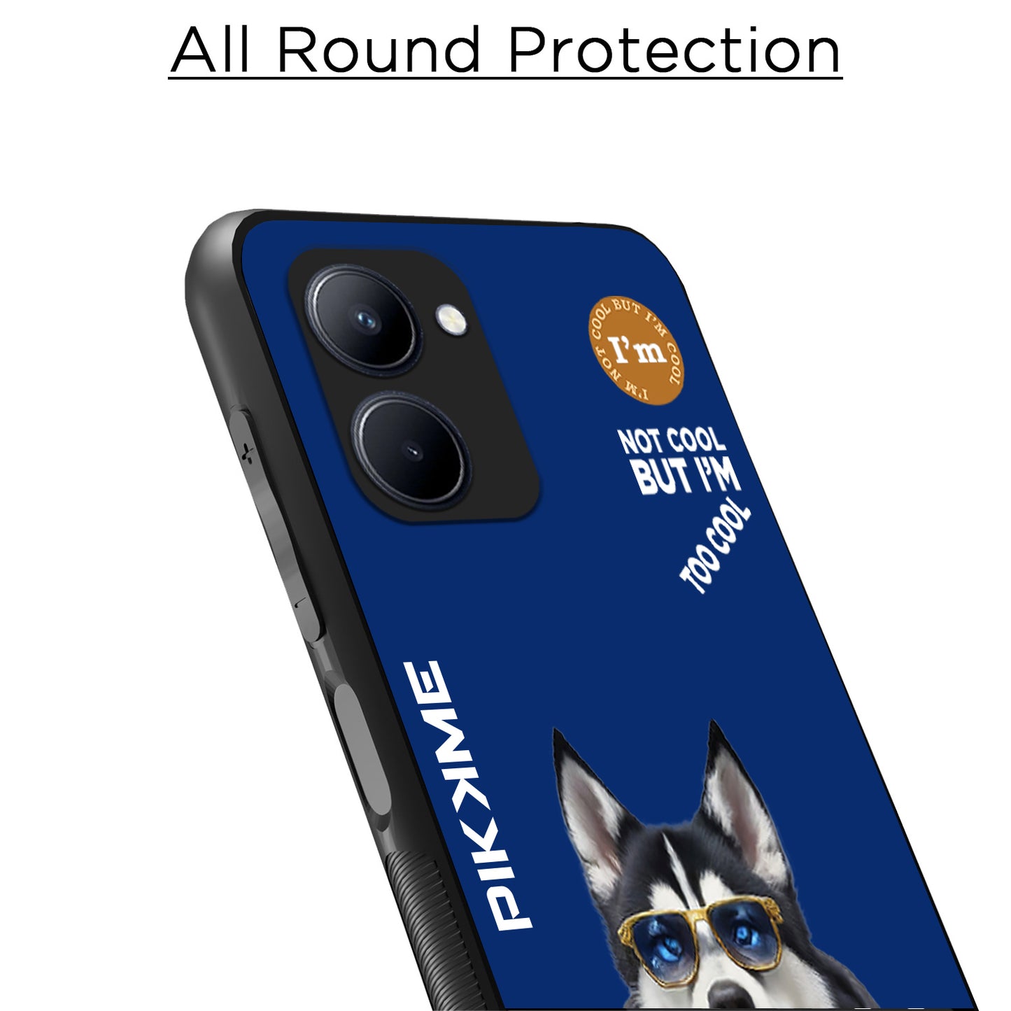 Pikkme Back Cover Pc Tpu + Printed Cool Funky Stylish Blue Dog Swag Raised Edges Camera Protection |Bumper Case For Realme C33 (Design 08)