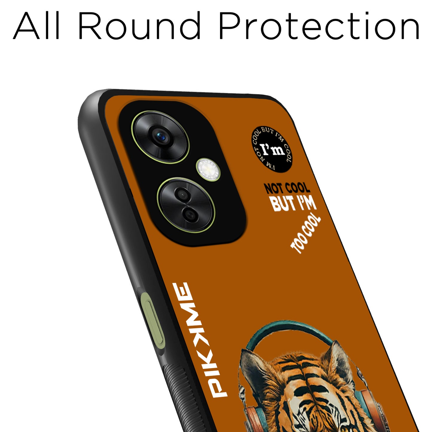 Pikkme Back Cover Pc Tpu + Printed Cool Funky Stylish Brown Tiger Swag Raised Edges Camera Protection |Bumper Case For OnePlus Nord Ce 3 Lite 5G (Design 09)