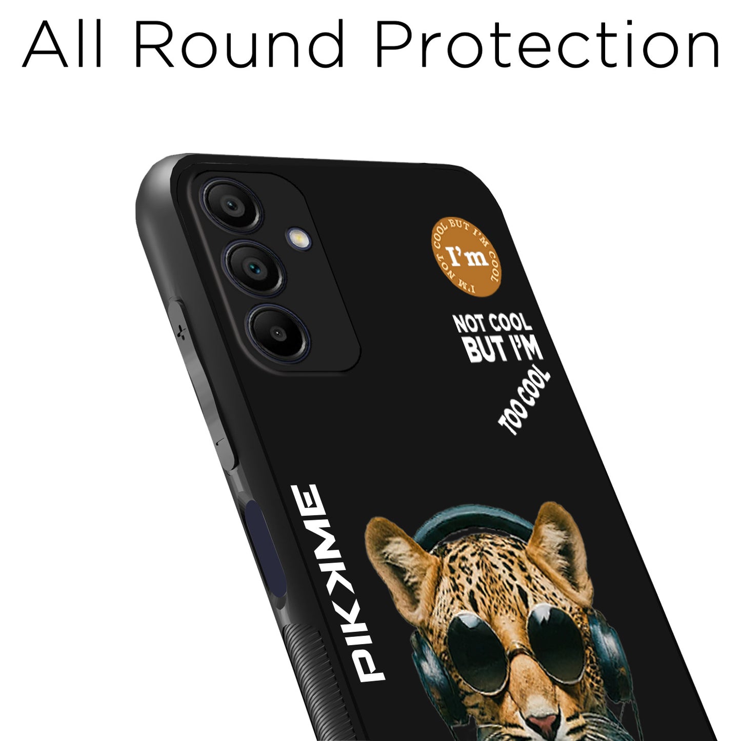 Pikkme Back Cover Pc Tpu + Printed Cool Funky Stylish Black Leopard Swag Raised Edges Camera Protection |Bumper Case For Samsung Galaxy A15 (Design 04)