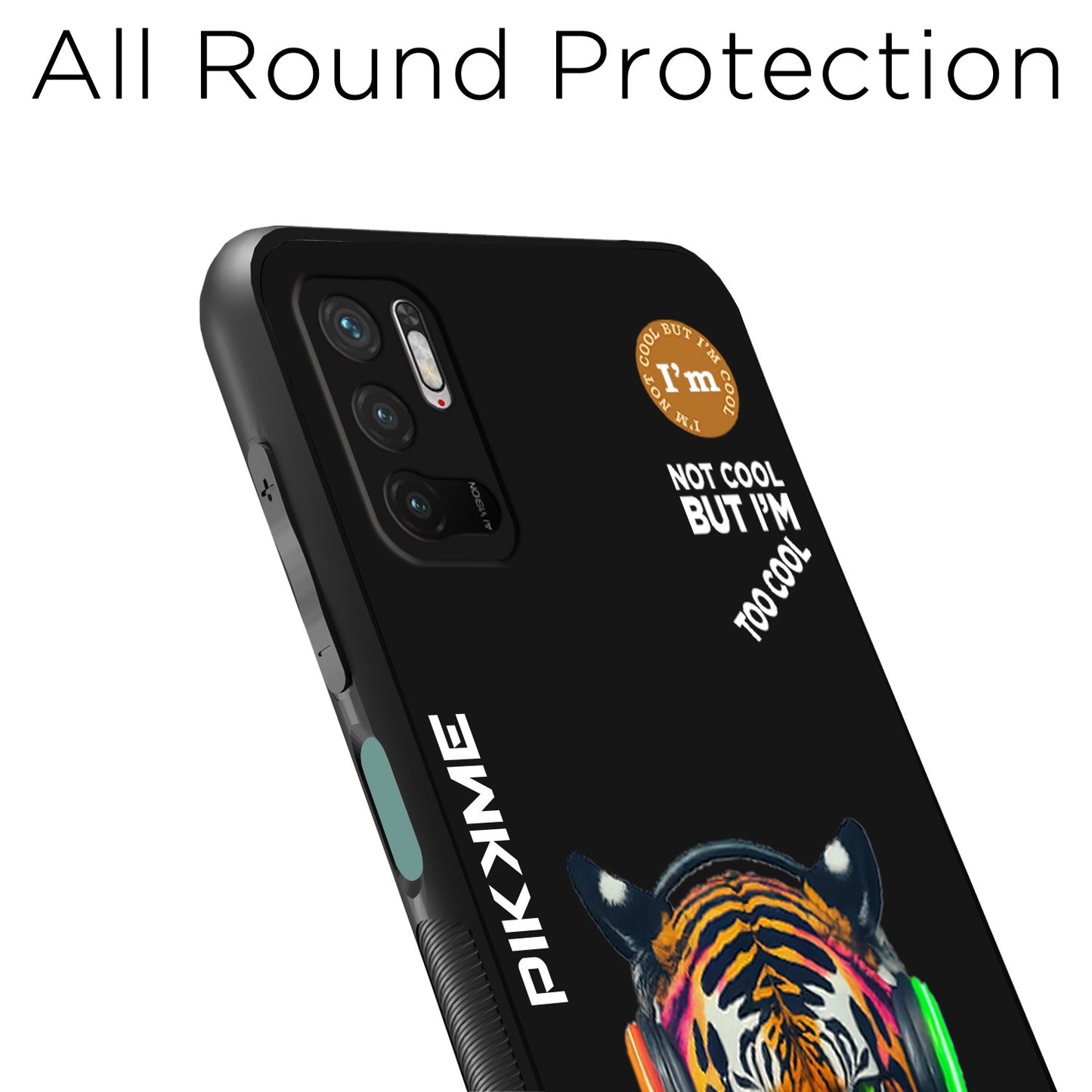 Pikkme Back Cover Pc Tpu + Printed Cool Funky Stylish Black Tiger Swag Raised Edges Camera Protection |Bumper Case For Redmi Note 10T (Design 06)