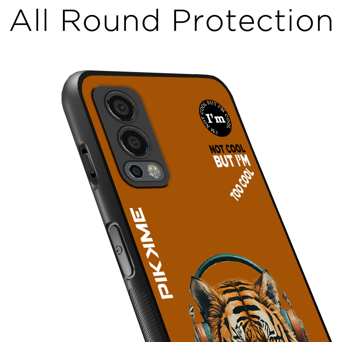 Pikkme Back Cover Pc Tpu + Printed Cool Funky Stylish Brown Tiger Swag Raised Edges Camera Protection |Bumper Case For OnePlus Nord 2 5G (Design 09)