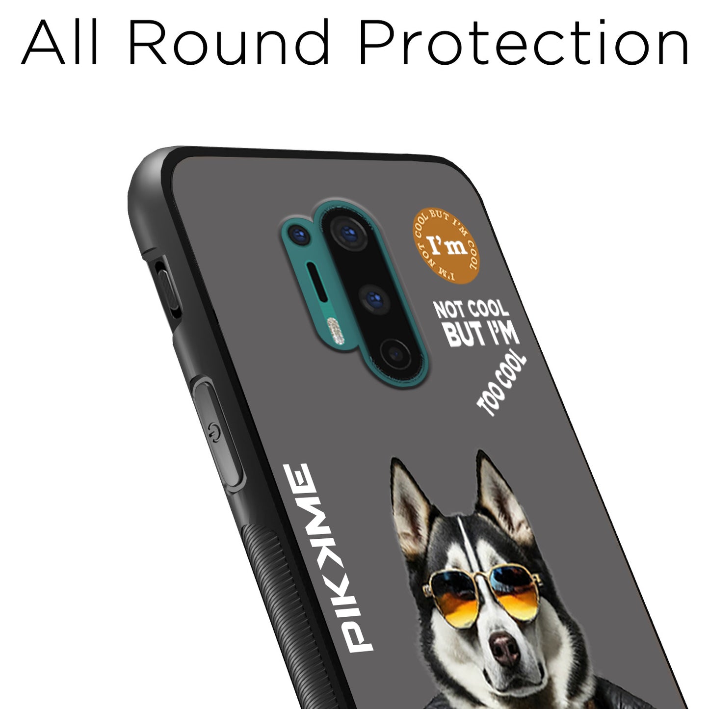 Pikkme Back Cover Pc Tpu + Printed Cool Funky Stylish Grey Dog Swag Raised Edges Camera Protection |Bumper Case For OnePlus 8 Pro (Design 02)