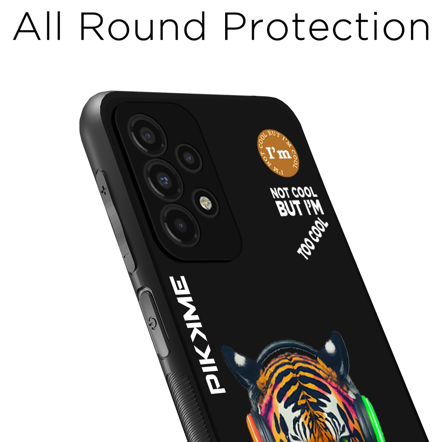 Pikkme Back Cover Pc Tpu + Printed Cool Funky Stylish Black Tiger Swag Raised Edges Camera Protection |Bumper Case For Samsung Galaxy A73 5G (Design 06)