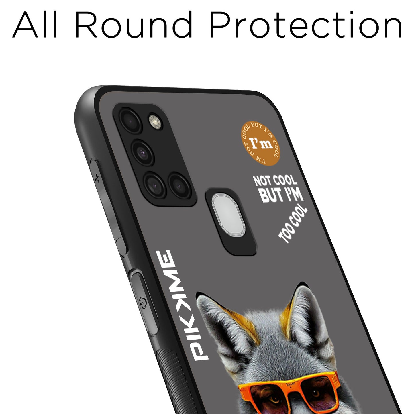 Pikkme Back Cover Pc Tpu + Printed Cool Funky Stylish Grey Wolf Swag Raised Edges Camera Protection |Bumper Case For Samsung Galaxy A21S (Design 01)