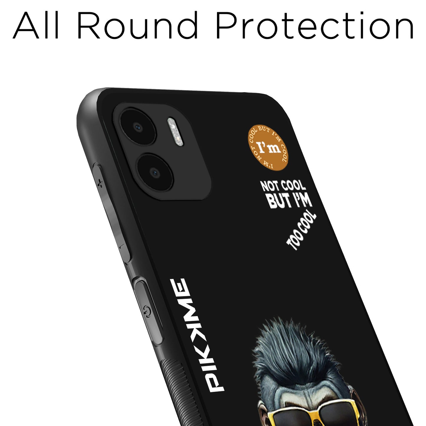 Pikkme Back Cover Pc Tpu + Printed Cool Funky Stylish Black Gorilla Swag Raised Edges Camera Protection |Bumper Case For Redmi A1 (Design 07)