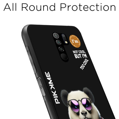 Pikkme Back Cover Pc Tpu + Printed Cool Funky Stylish Black Panda Swag Raised Edges Camera Protection |Bumper Case For Redmi 9 Prime (Design 05)