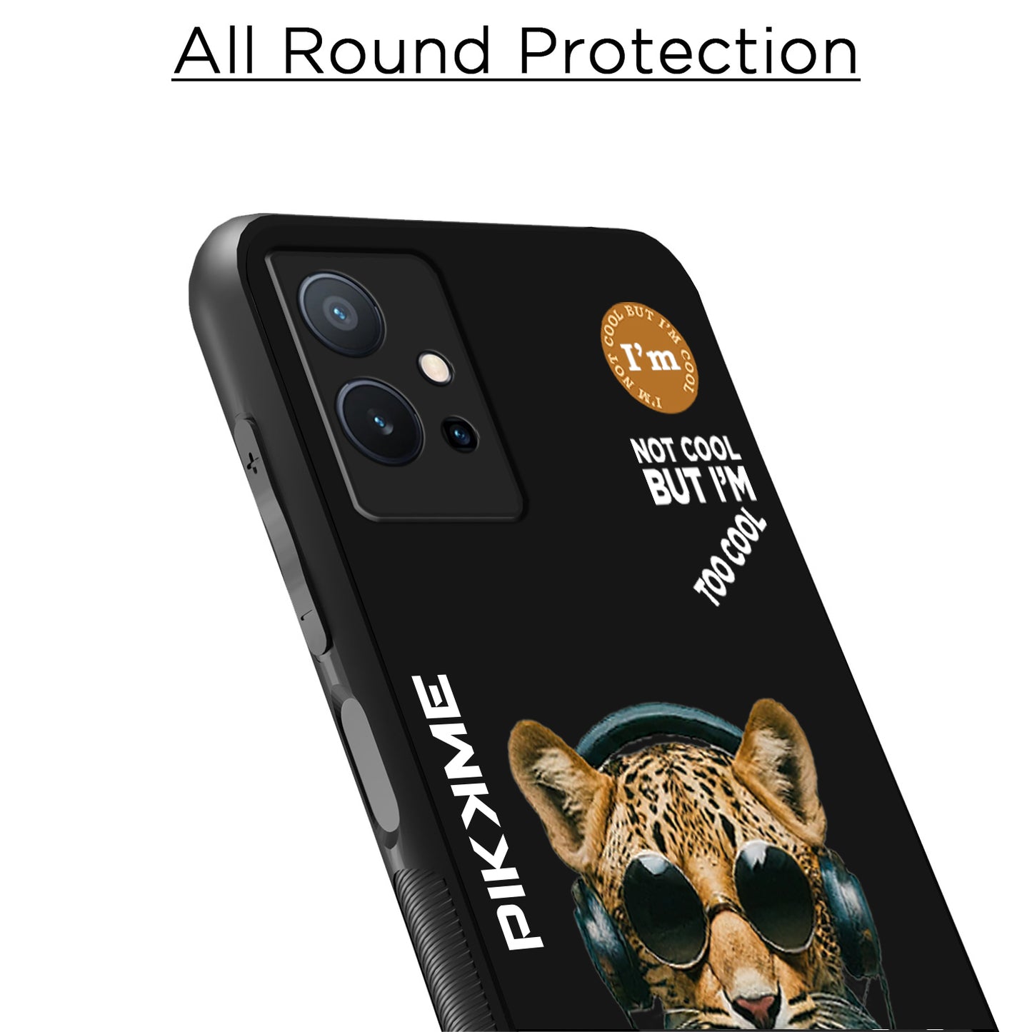 Pikkme Back Cover Pc Tpu + Printed Cool Funky Stylish Black Leopard Swag Raised Edges Camera Protection |Bumper Case For Vivo T1 5G (Design 04)