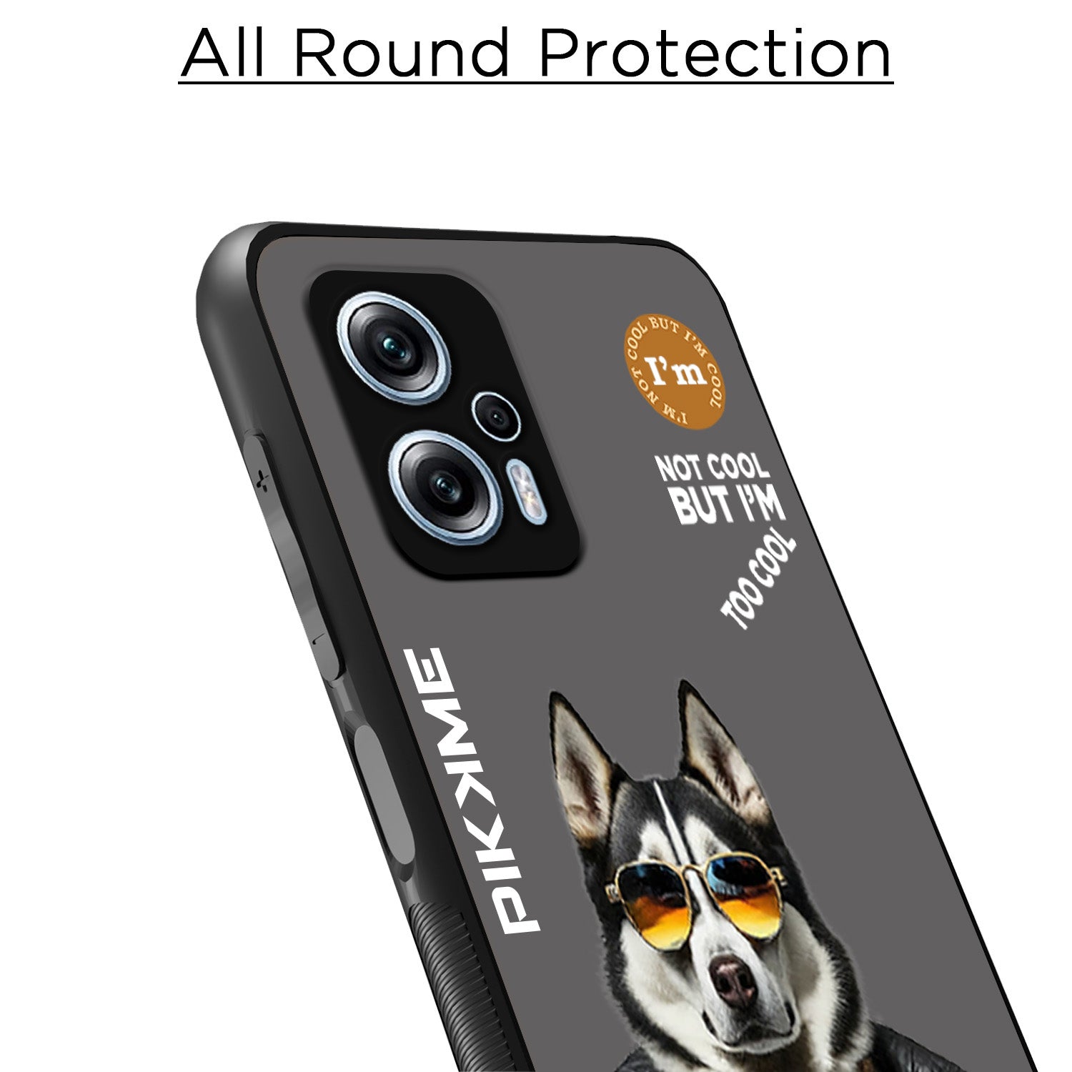 Pikkme Back Cover Pc Tpu + Printed Cool Funky Stylish Grey Dog Swag Raised Edges Camera Protection |Bumper Case For Redmi K50i (Design 02)