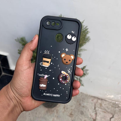 Pikkme Oppo F9 Pro/Realme 2 Pro/Realme U1 Cute Fun Cartoon 3D Bear Coffee Back Cover (Black)