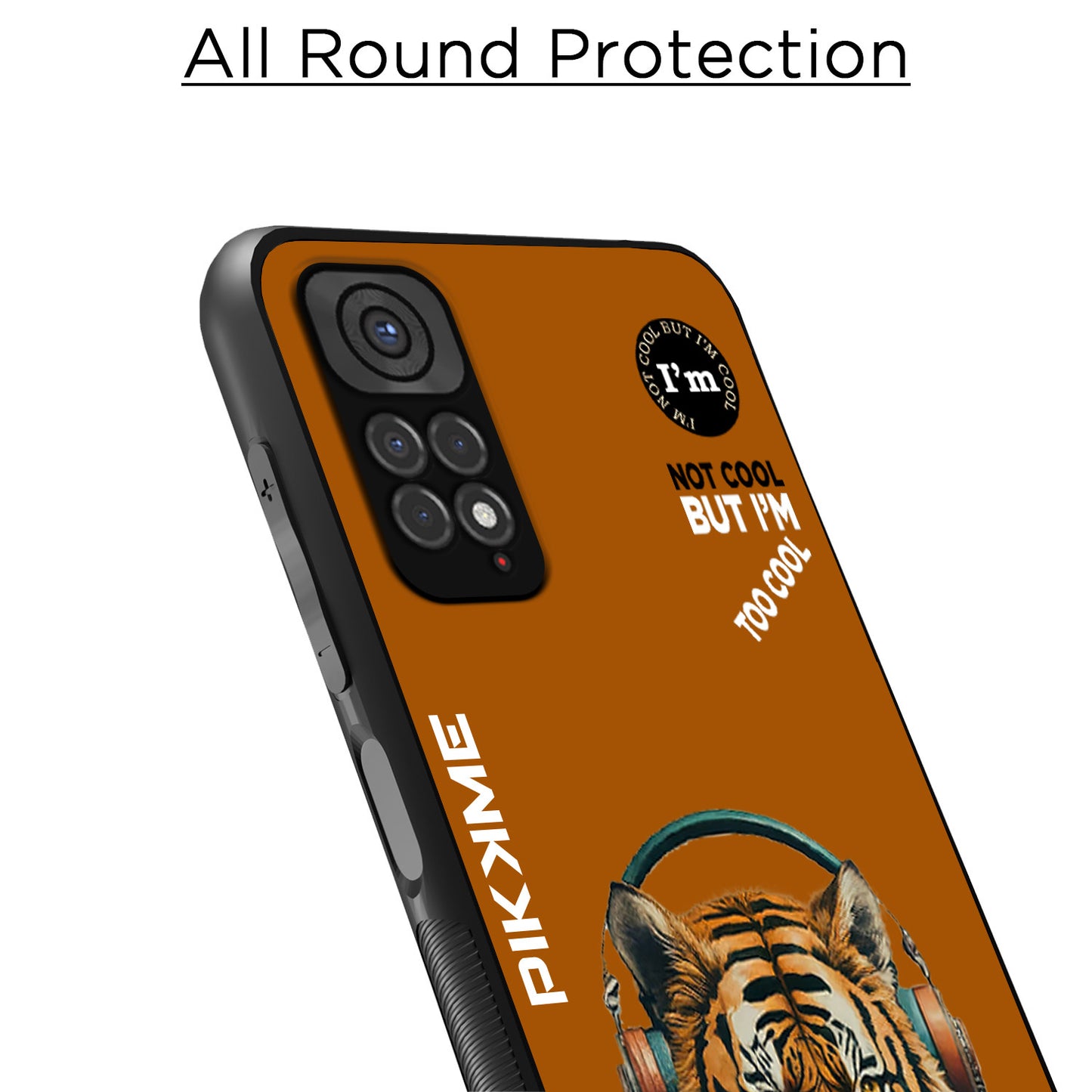 Pikkme Back Cover Pc Tpu + Printed Cool Funky Stylish Brown Tiger Swag Raised Edges Camera Protection |Bumper Case For Redmi Note 11 (Design 09)