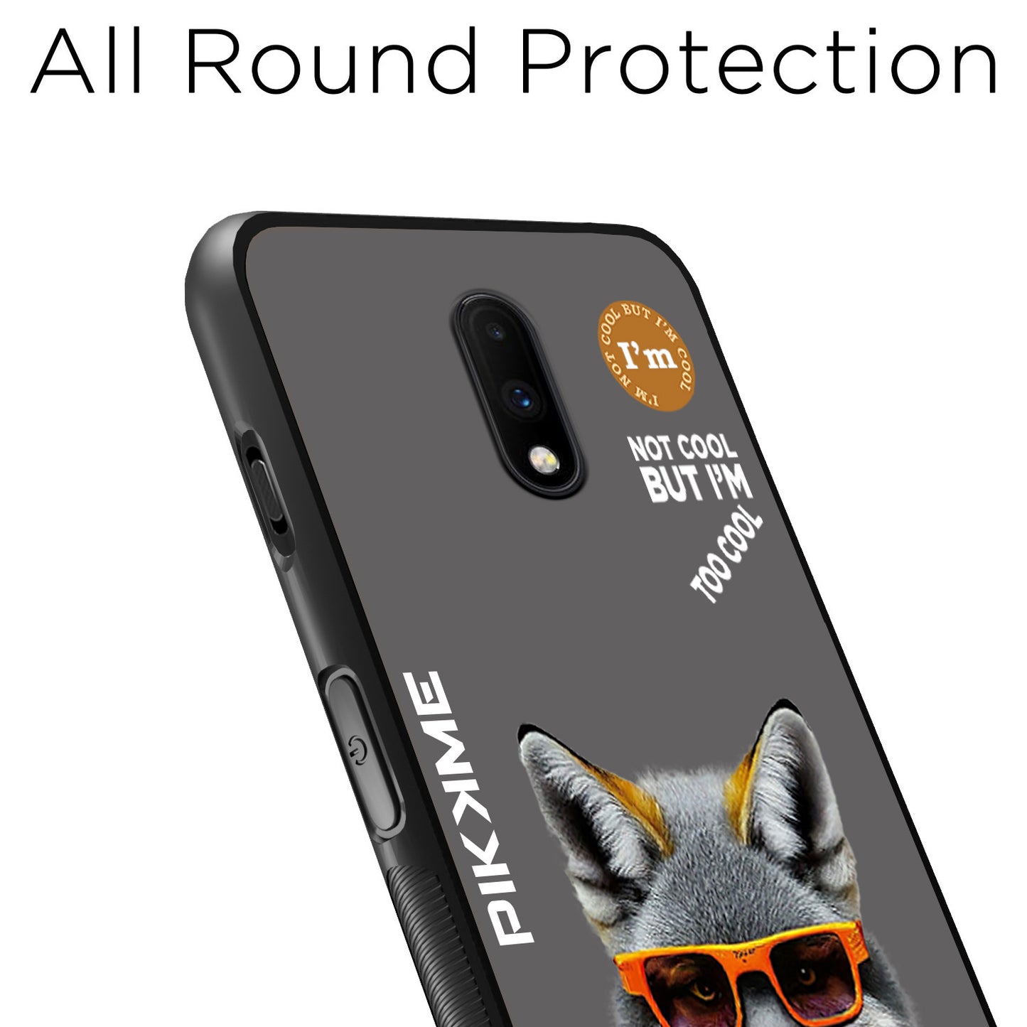 Pikkme Back Cover Pc Tpu + Printed Cool Funky Stylish Grey Wolf Swag Raised Edges Camera Protection |Bumper Case For OnePlus 7 (Design 01)