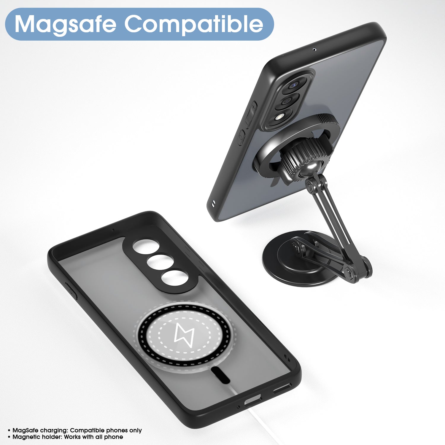 Pikkme Oneplus Nord 5 5G Eagle 2 Mag-Safe Smoke Shockproof Hard Transparent Back Cover (Black)