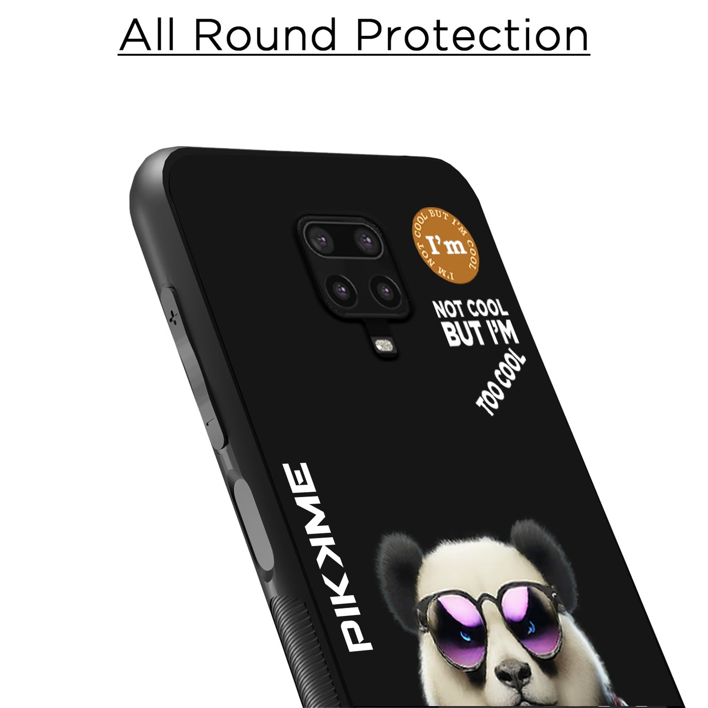 Pikkme Back Cover Pc Tpu + Printed Cool Funky Stylish Black Panda Swag Raised Edges Camera Protection |Bumper Case For Redmi Note 9 Pro (Design 05)