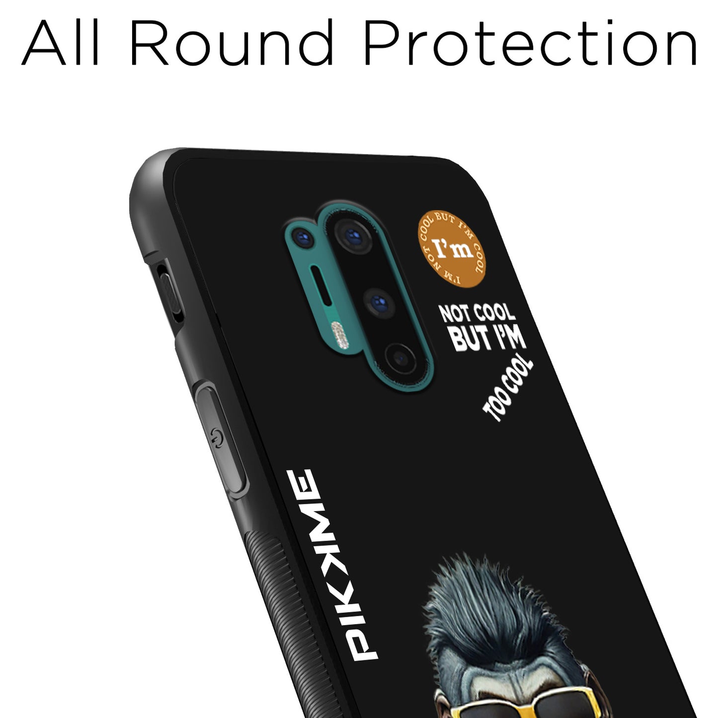 Pikkme Back Cover Pc Tpu + Printed Cool Funky Stylish Black Gorilla Swag Raised Edges Camera Protection |Bumper Case For OnePlus 8 Pro (Design 07)