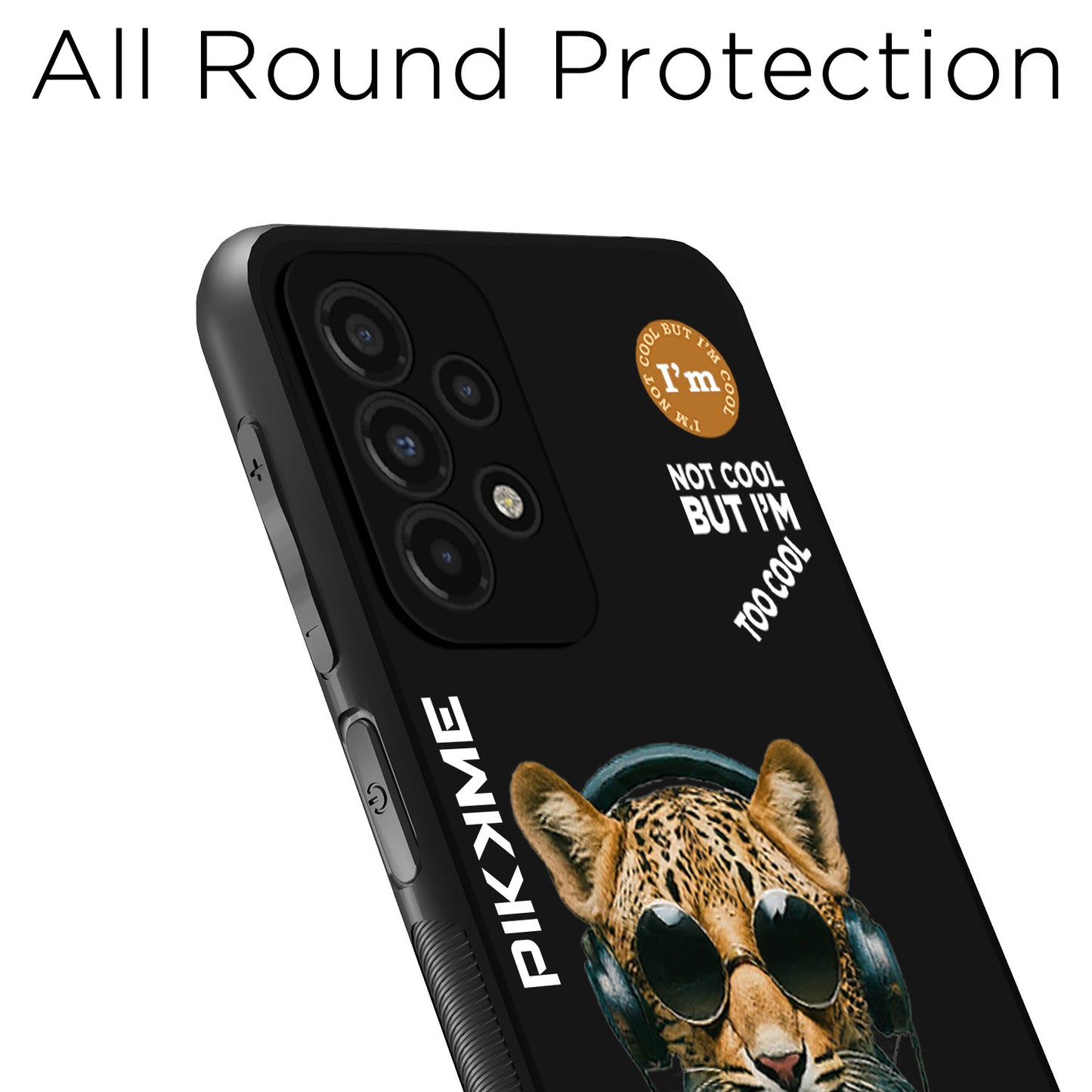 Pikkme Back Cover Pc Tpu + Printed Cool Funky Stylish Black Leopard Swag Raised Edges Camera Protection |Bumper Case For Samsung Galaxy A52S 5G (Design 04)