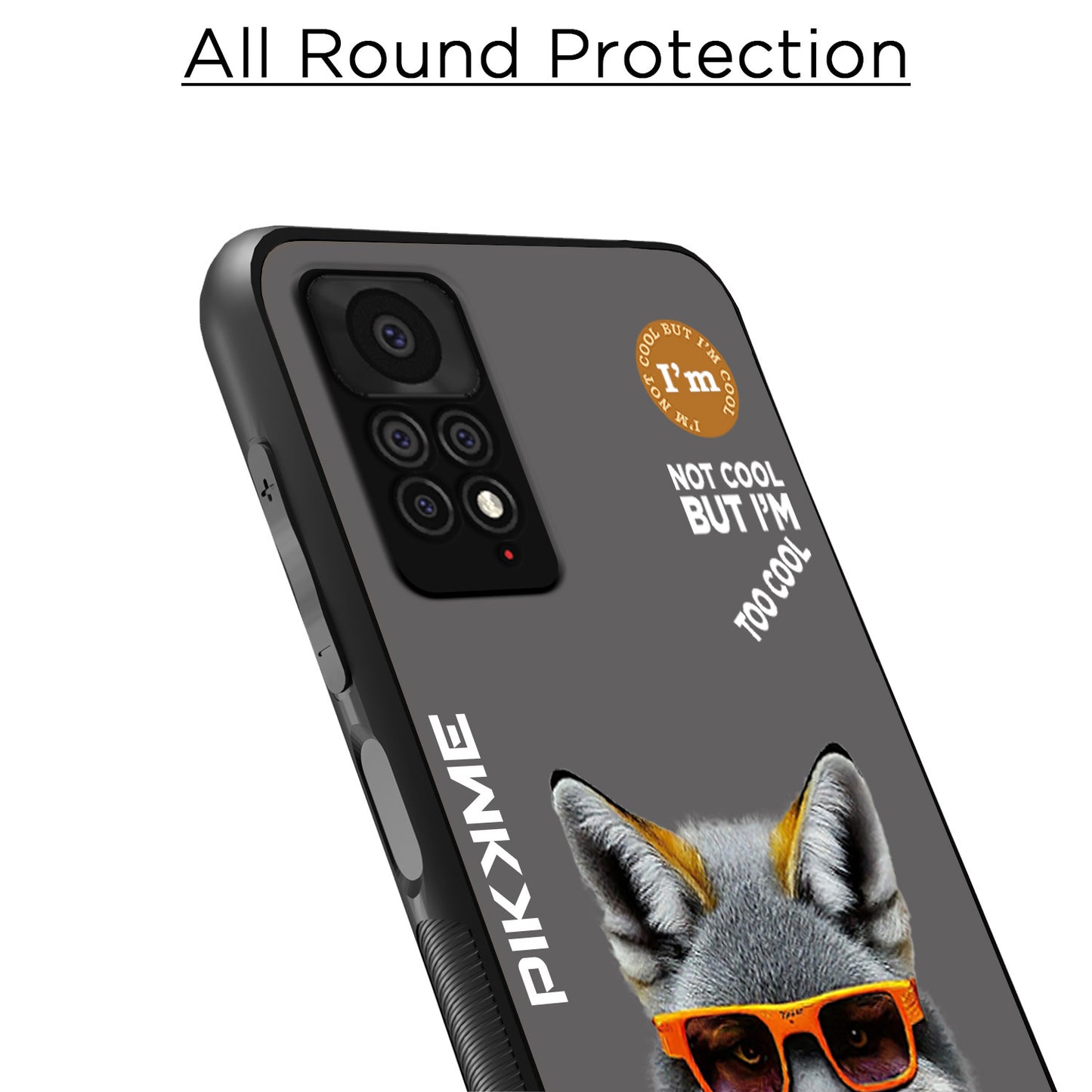 Pikkme Back Cover Pc Tpu + Printed Cool Funky Stylish Grey Wolf Swag Raised Edges Camera Protection |Bumper Case For Redmi Note 11 Pro (Design 01)