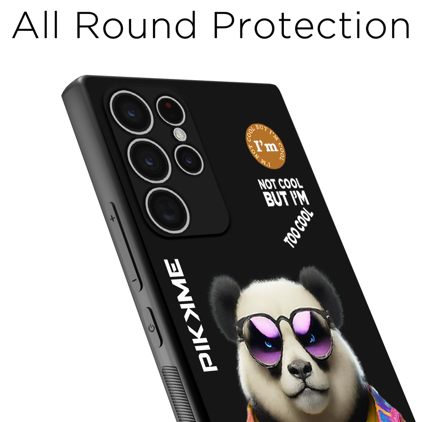 Pikkme Back Cover Pc Tpu + Printed Cool Funky Stylish Black Panda Swag Raised Edges Camera Protection |Bumper Case For Samsung Galaxy S23 Ultra 5G (Design 05)