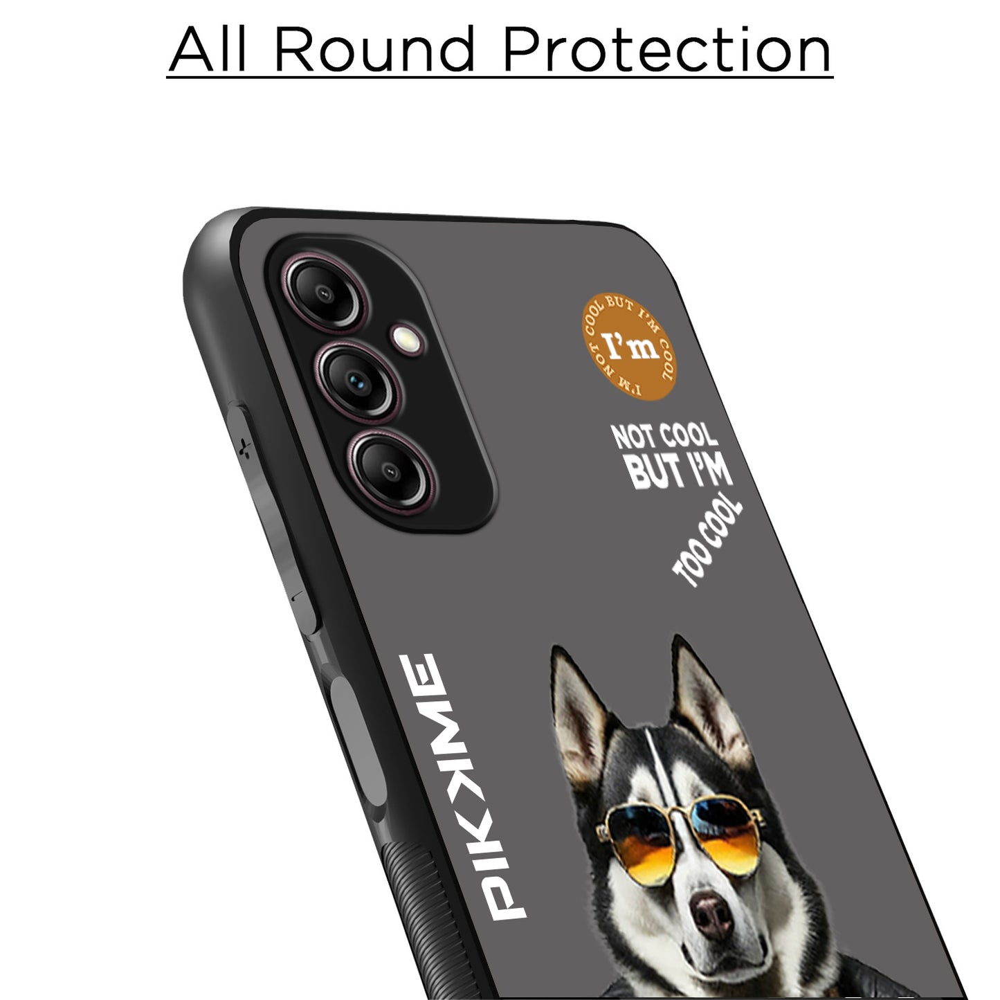 Pikkme Back Cover Pc Tpu + Printed Cool Funky Stylish Grey Dog Swag Raised Edges Camera Protection |Bumper Case For Samsung Galaxy M14 (Design 02)