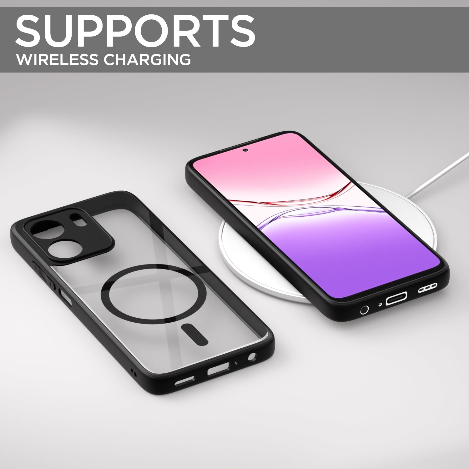 Pikkme Oppo A5x Eagle 2 Mag-Safe Shockproof Hard Transparent Back Cover (Black)