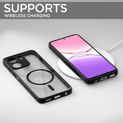 Pikkme Oppo A5x Eagle 2 Mag-Safe Shockproof Hard Transparent Back Cover (Black)
