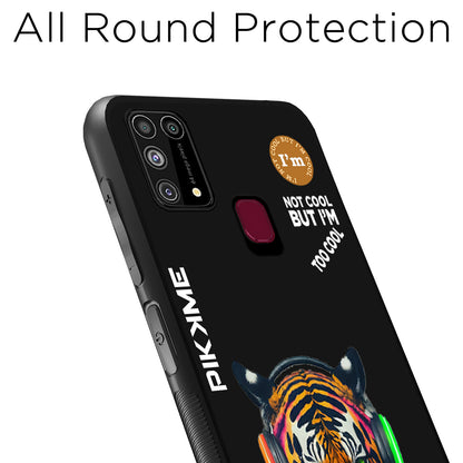 Pikkme Back Cover Pc Tpu + Printed Cool Funky Stylish Black Tiger Swag Raised Edges Camera Protection |Bumper Case For Samsung Galaxy M31 (Design 06)