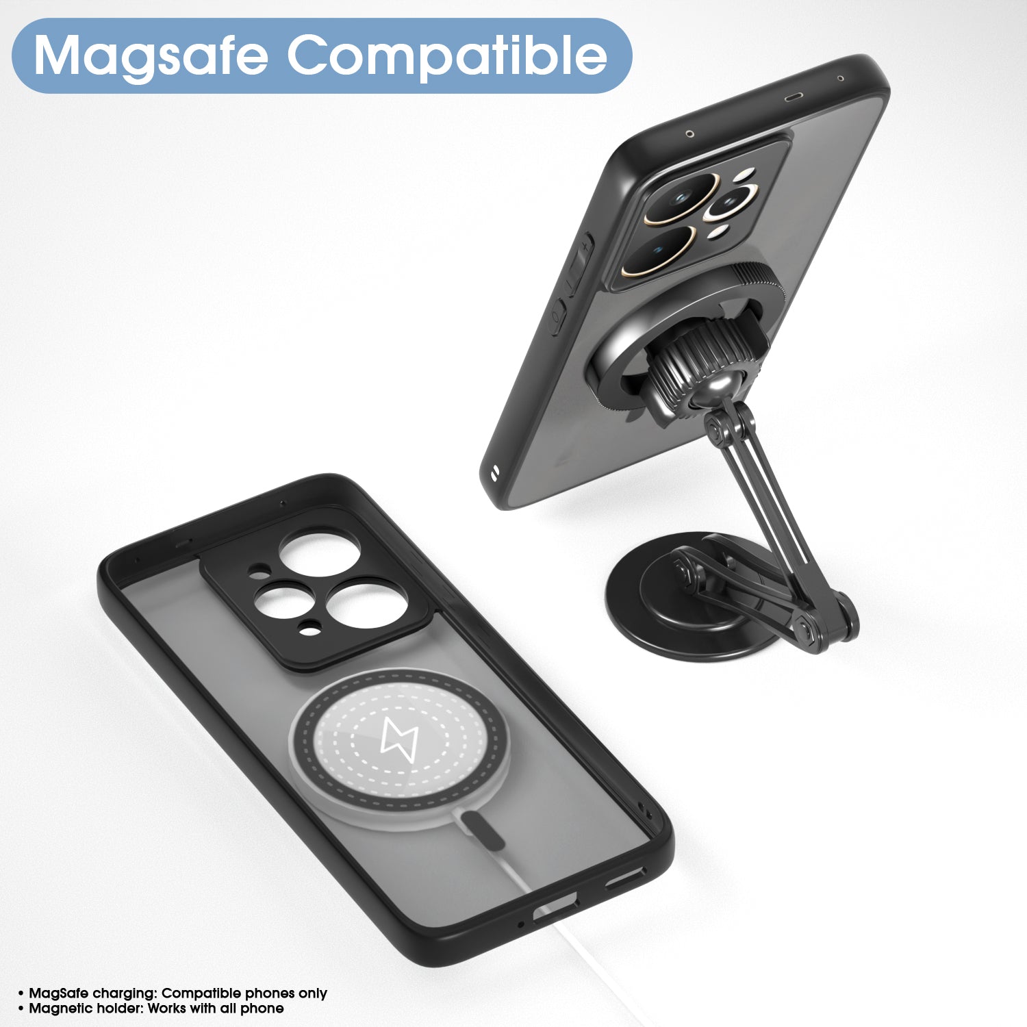 Pikkme Realme 15 Pro 5G Eagle 2 Mag-Safe Smoke Shockproof Hard Transparent Back Cover (Black)